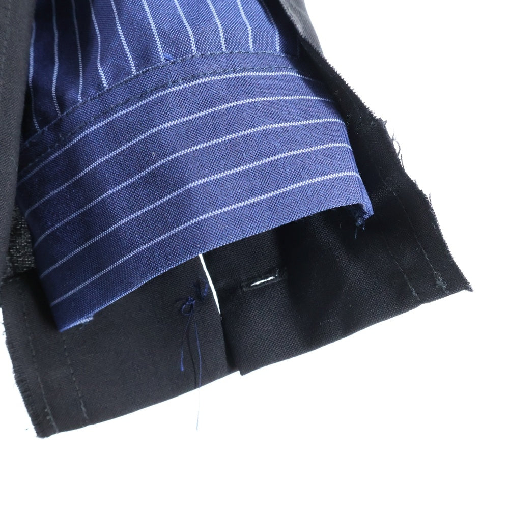 MARNI(マルニ) 24SS ストライプ ストライプ切替デザイン フロントポケット 長袖シャツ ブルー/ブラック CUMU0278UD UTWA14