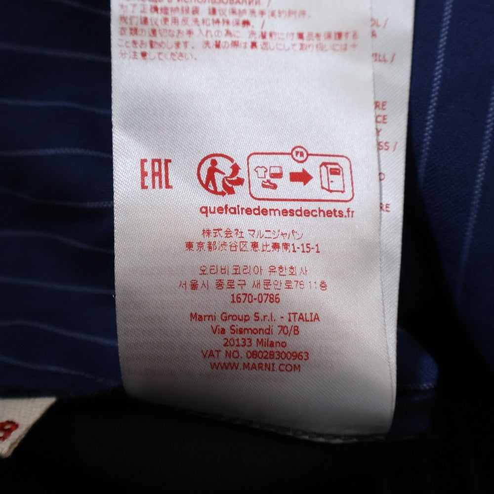 MARNI(マルニ) 24SS ストライプ ストライプ切替デザイン フロントポケット 長袖シャツ ブルー/ブラック CUMU0278UD UTWA14