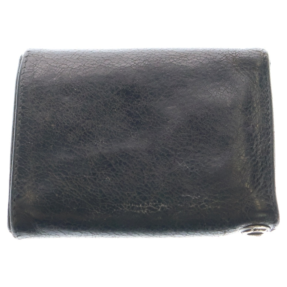 CHROME HEARTS(クロムハーツ) 3FOLD 3フォールド フレアボタン レザーウォレット 財布 ブラック BCA364