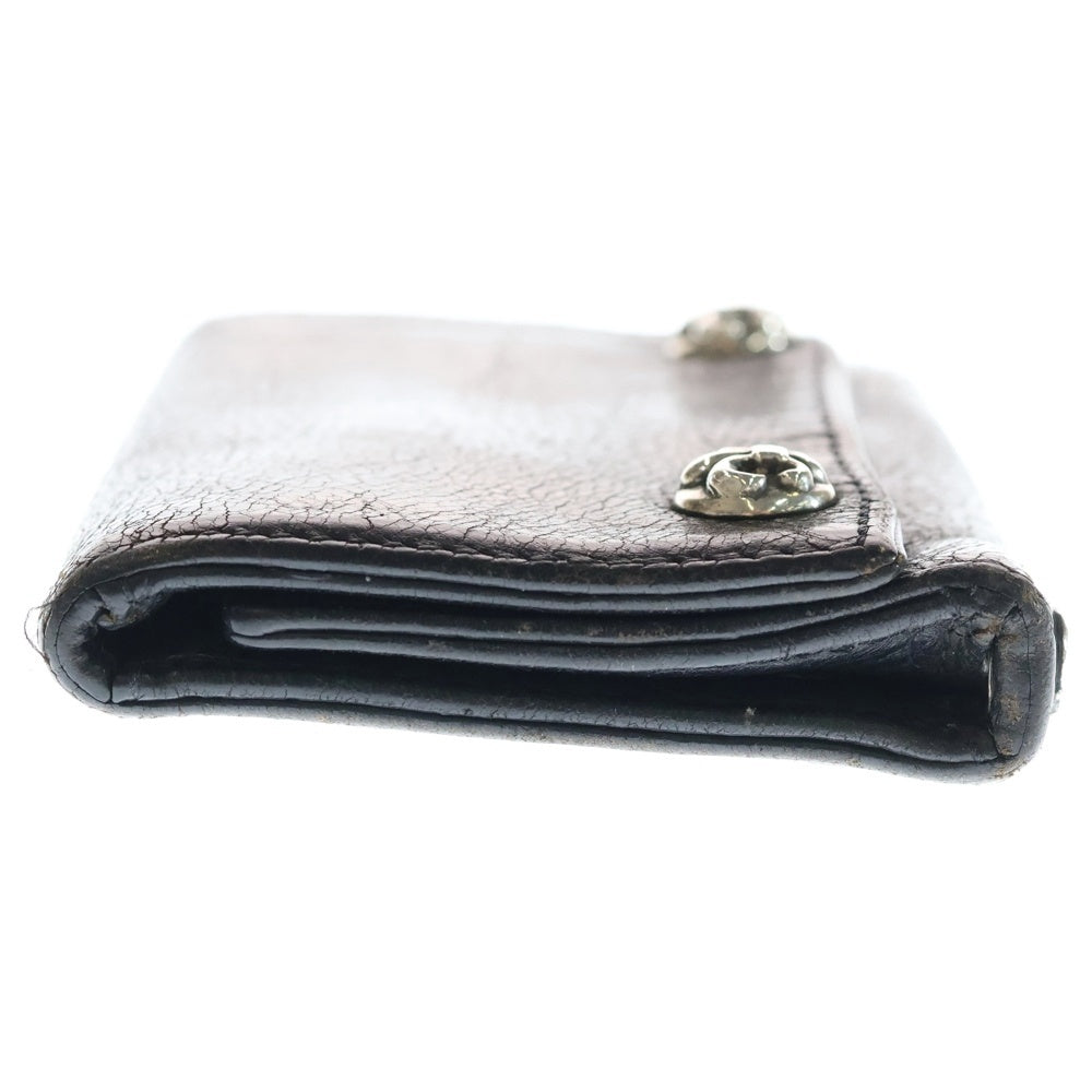 CHROME HEARTS(クロムハーツ) 3FOLD 3フォールド フレアボタン レザーウォレット 財布 ブラック BCA364
