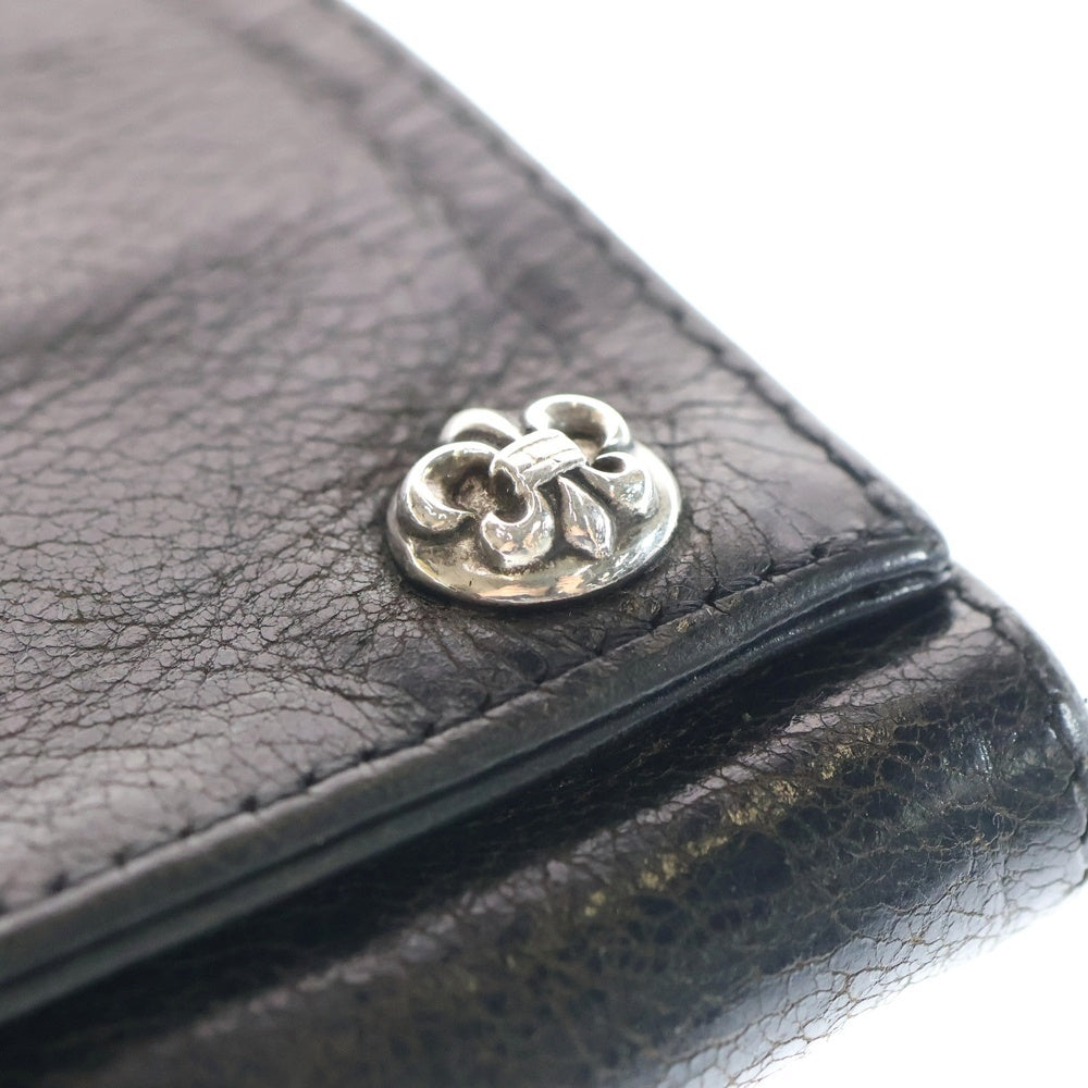 CHROME HEARTS(クロムハーツ) 3FOLD 3フォールド フレアボタン レザーウォレット 財布 ブラック BCA364