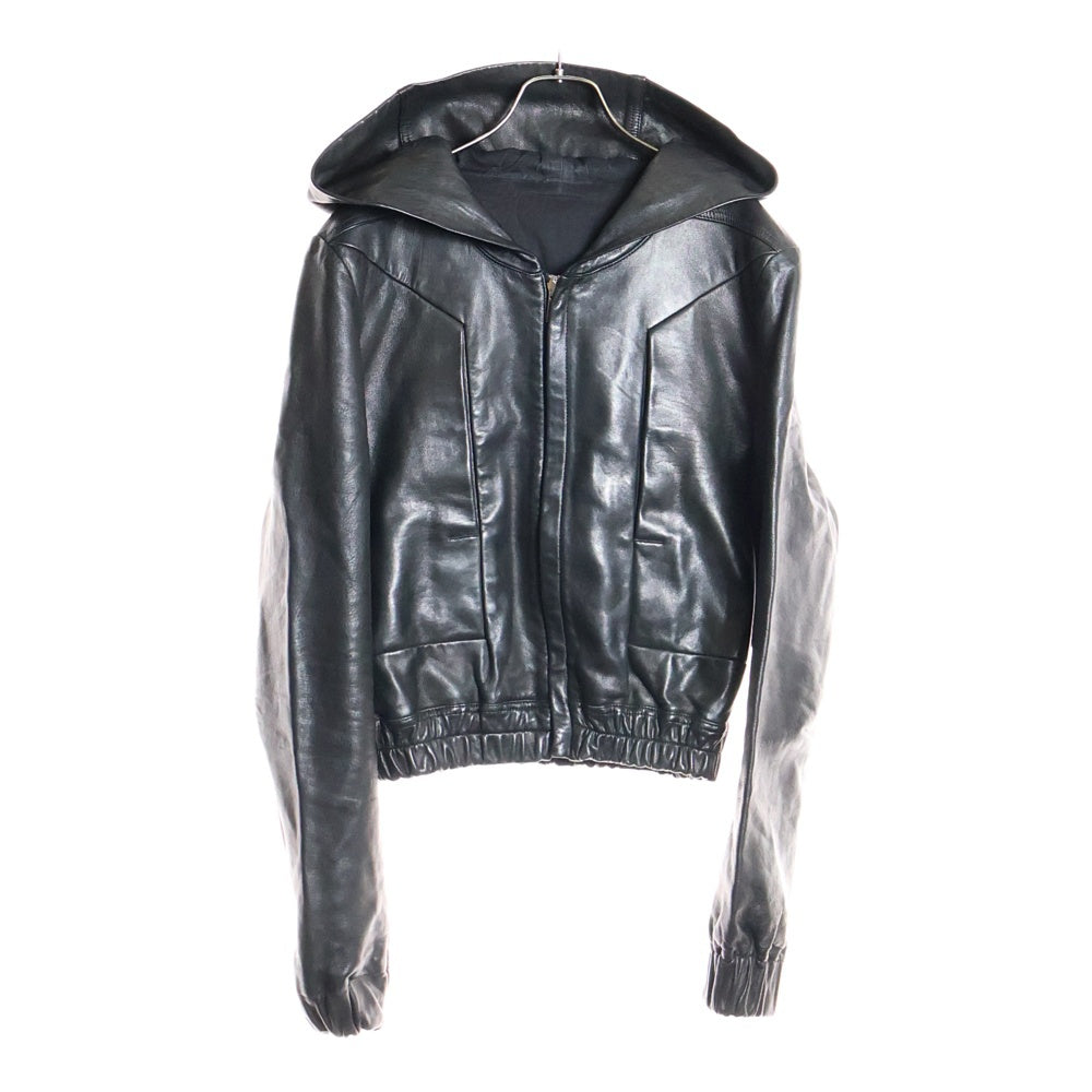 Rick Owens(リックオウエンス) 23SS edfu レザージャケット フーデットジャケット シアリングジャケット ブラック