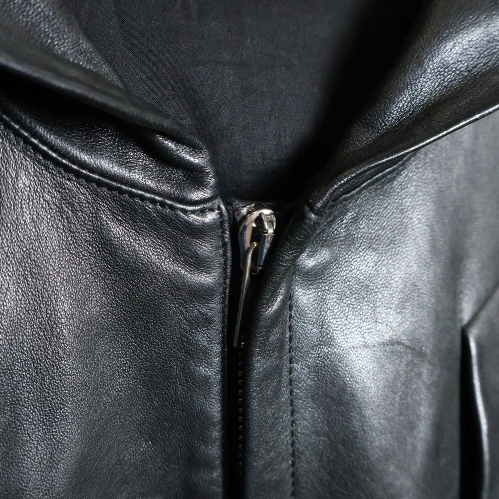 Rick Owens(リックオウエンス) 23SS edfu レザージャケット フーデットジャケット シアリングジャケット ブラック