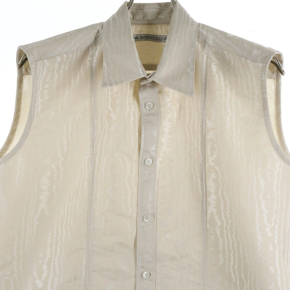JOHN LAWRENCE SULLIVAN(ジョンローレンスサリバン) MOIRE JACQUARD SLEEVELESS SHIRT 3A003-0424-02 ノースリーブ シャツ カットソー ホワイト