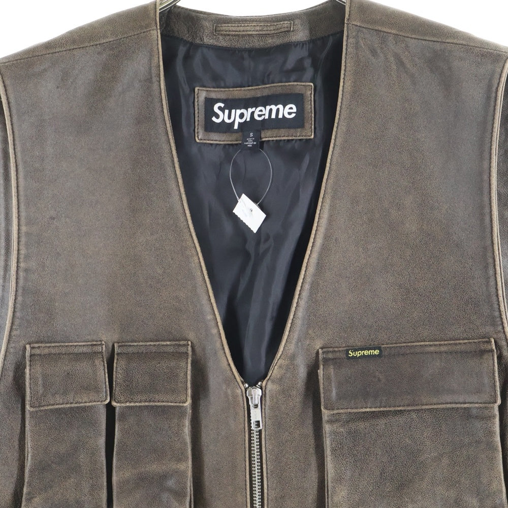 SUPREME(シュプリーム) 25SS Leather Cargo Vest ラムレザー カーゴベスト ブラウン