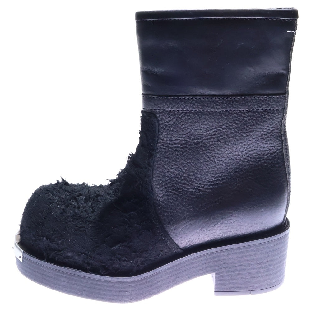MM6 Maison Margiela(エムエムシックスメゾンマルジェラ) Biker Ankle Boots バイカーアンクルブーツ レザー スウェード ブラック レディース