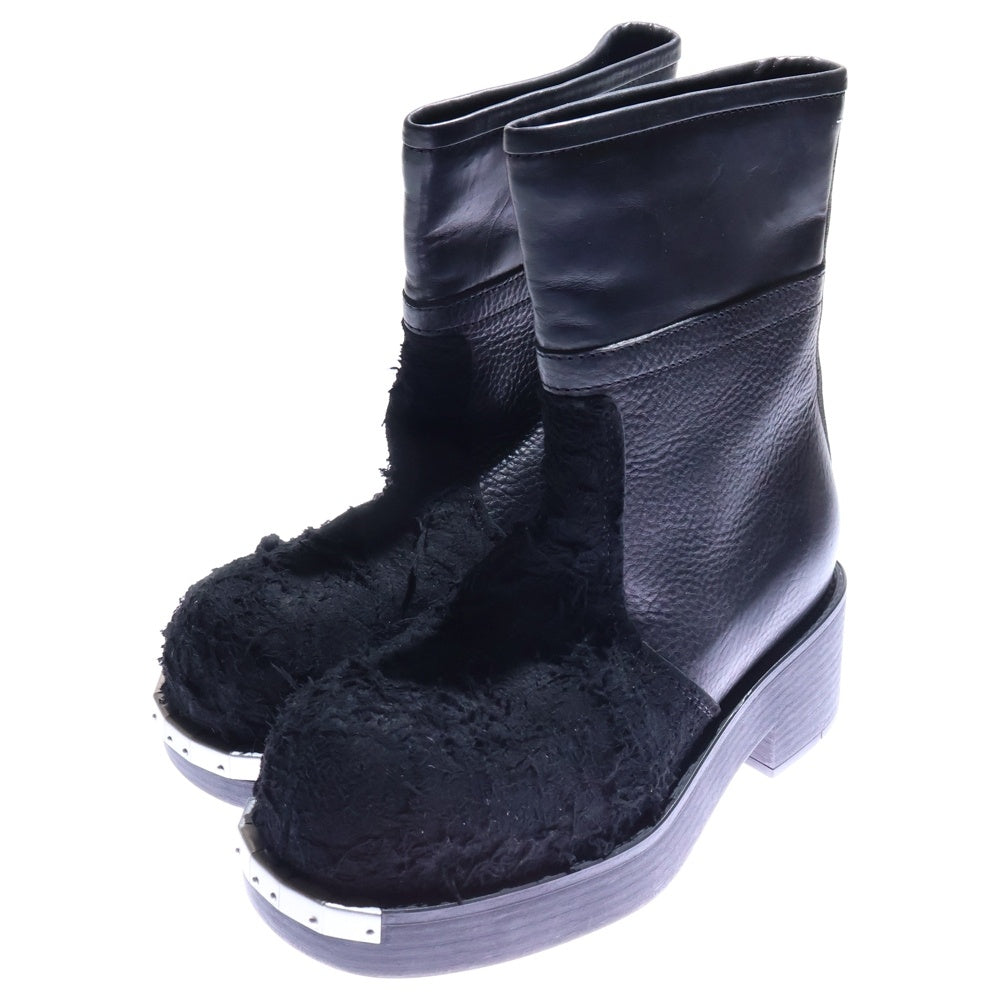 MM6 Maison Margiela(エムエムシックスメゾンマルジェラ) Biker Ankle Boots バイカーアンクルブーツ レザー スウェード ブラック レディース