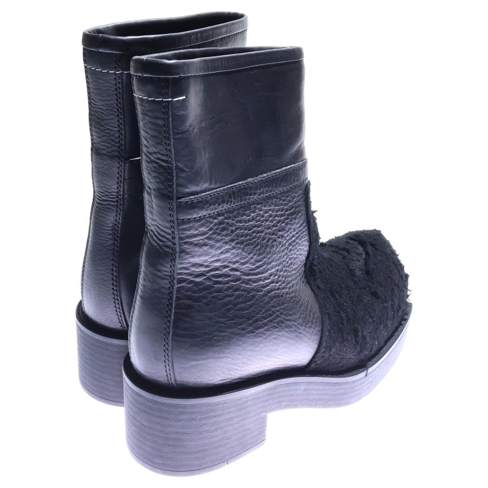 MM6 Maison Margiela(エムエムシックスメゾンマルジェラ) Biker Ankle Boots バイカーアンクルブーツ レザー スウェード ブラック レディース