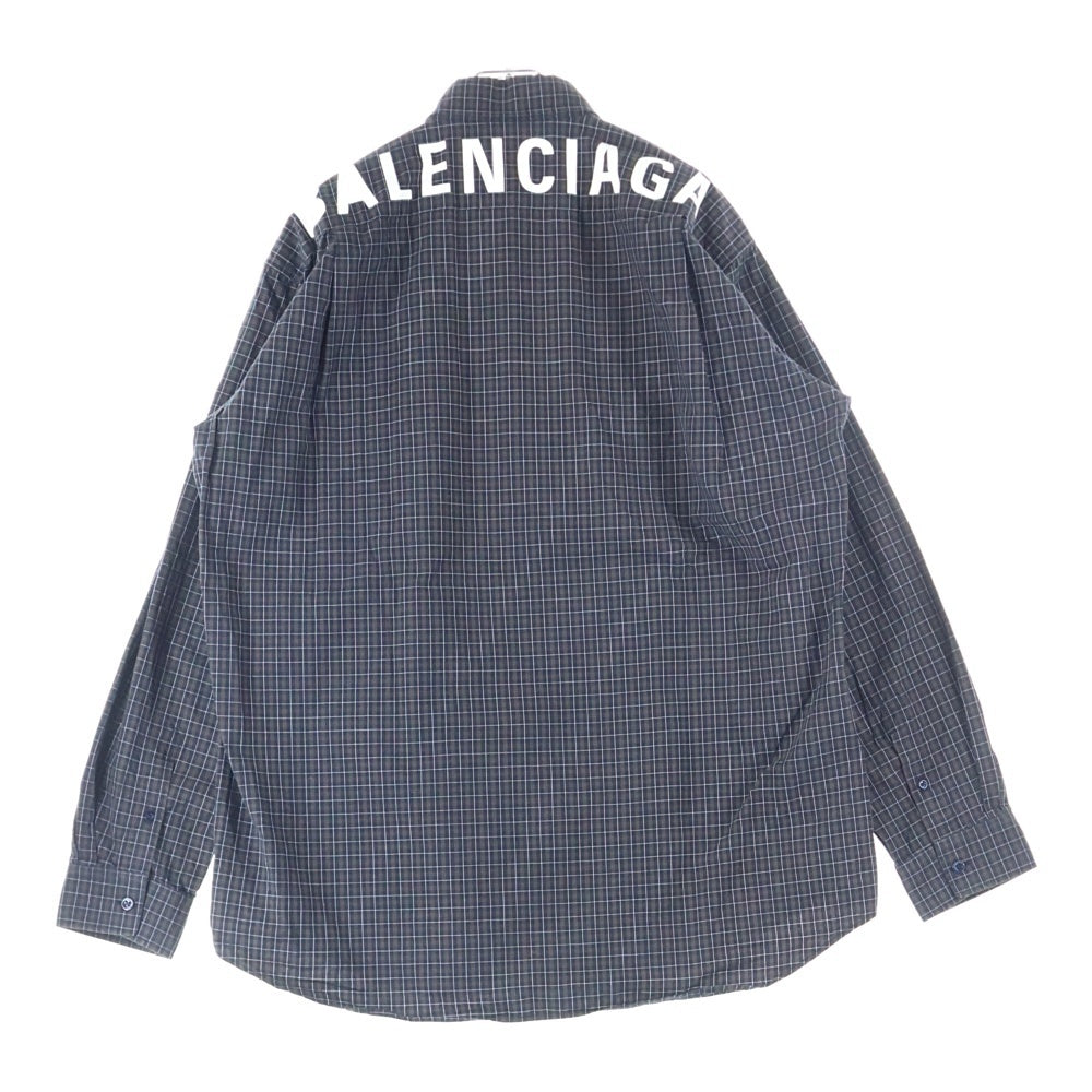 BALENCIAGA バックロゴ　チェック柄 長袖シャツ BALENCIAGA】バレンシアガ『バックロゴ チェック柄 長袖ボタンダウン