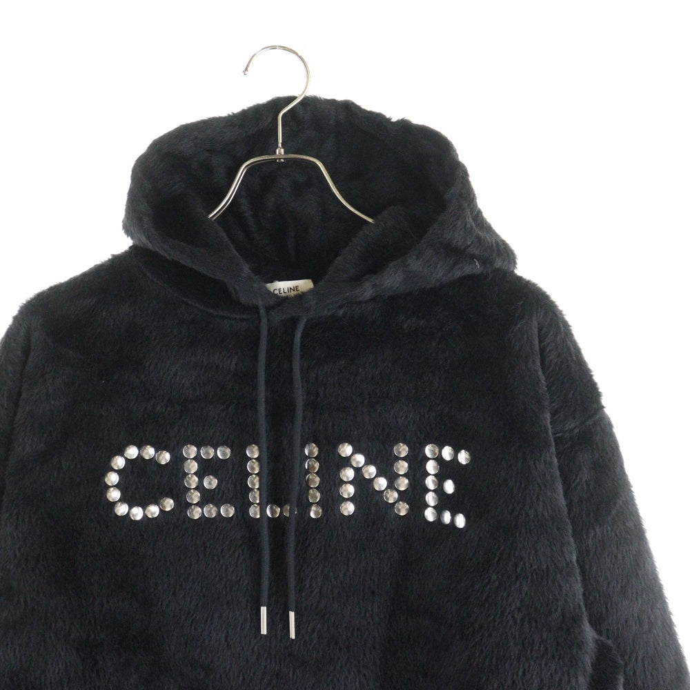 CELINE(セリーヌ) エディ期 スタッズロゴ アルパカウール プルオーバーパーカー ブラック