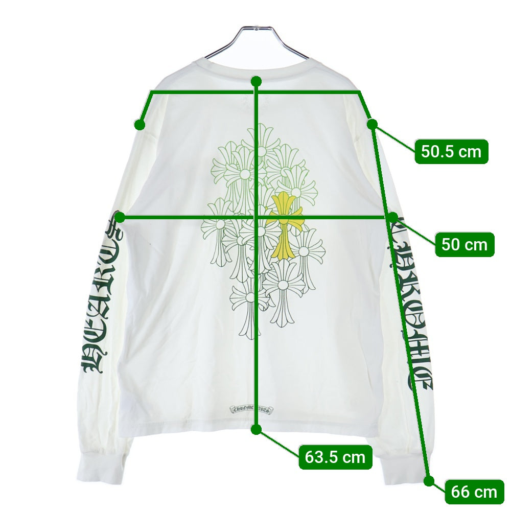 CHROME HEARTS(クロムハーツ) CH L S 1 バックセメタリークロスプリント 長袖Tシャツ カットソー ホワイト/グリーン