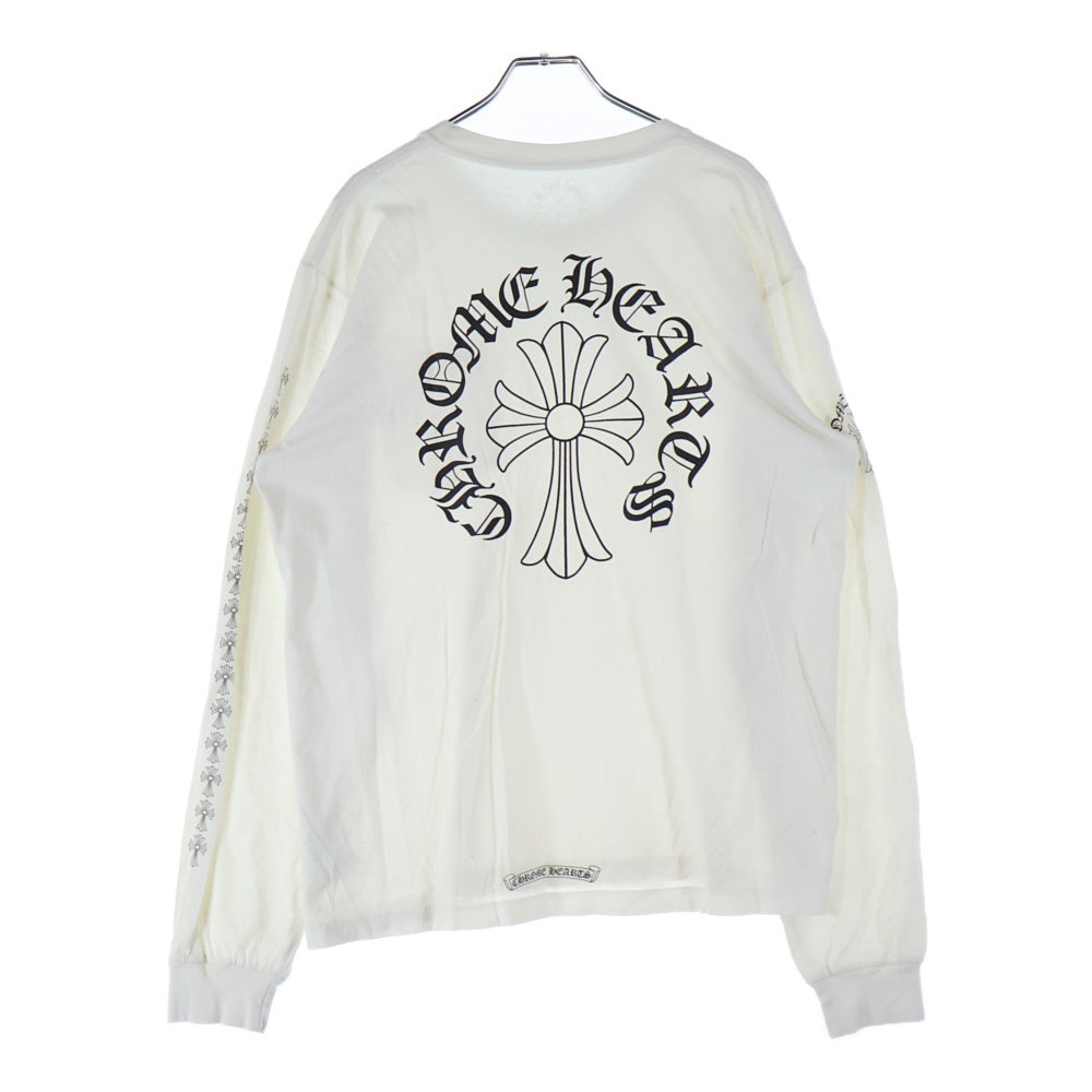 CHROME HEARTS(クロムハーツ) Back Cross Neck Logo Tee バッククロスネックロゴ 長袖Tシャツ ホワイト