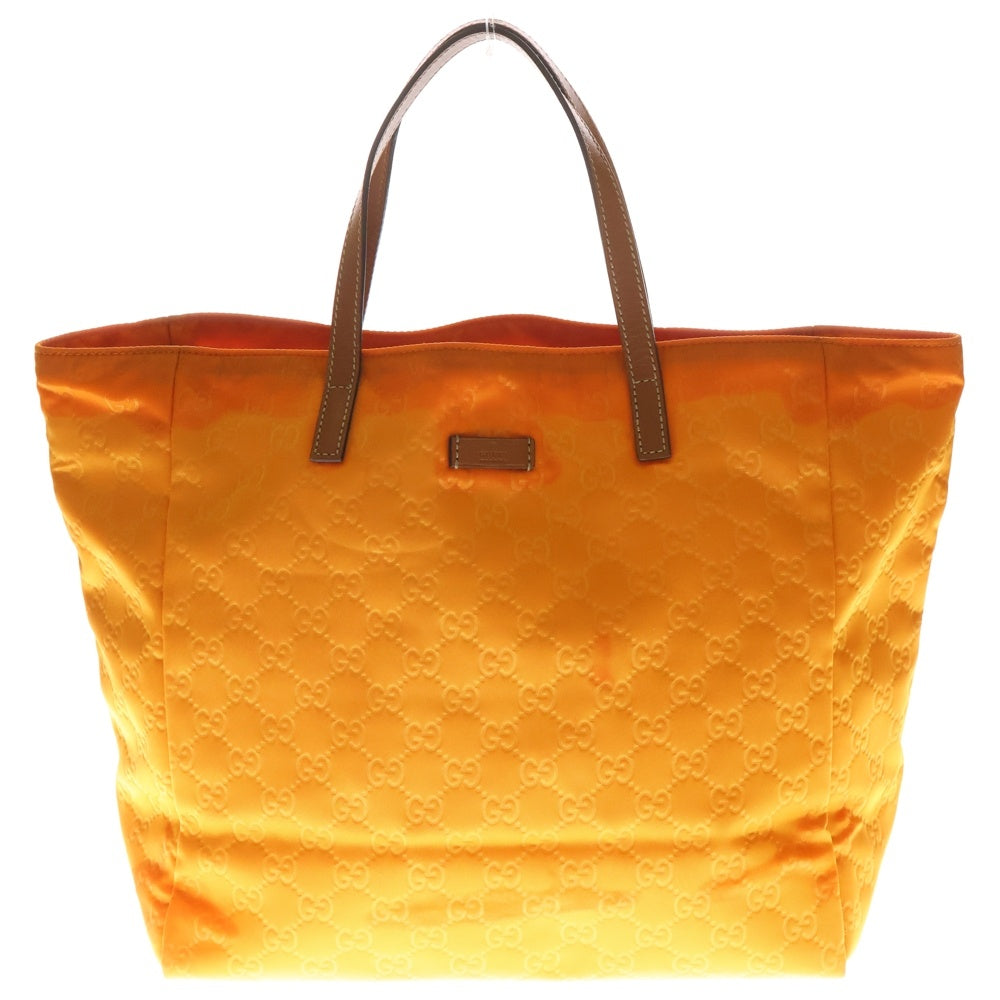 GUCCI(グッチ) GGナイロン トートバッグ ハンドバッグ レザー オレンジ レディース