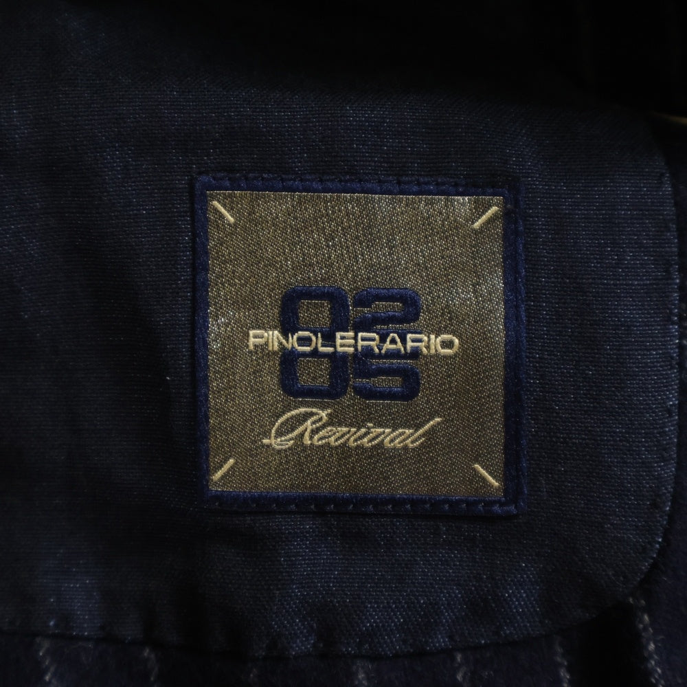 NO BRAND(ノーブランド) PINOLERARIO ピーノレラリオ ピンストライプ ダブルテーラードジャケット ネイビー