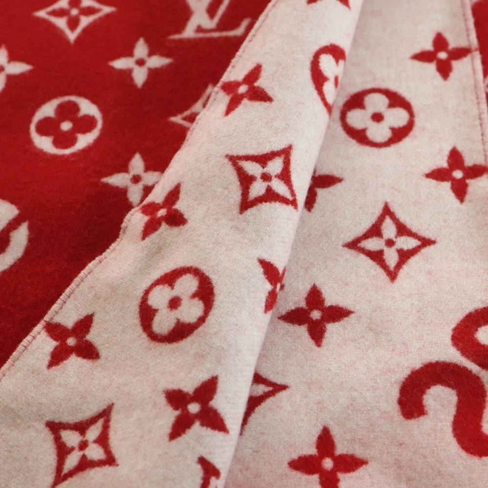 LOUIS VUITTON(ルイヴィトン) 17AW ×SUPREME Monogram Scarf シュプリーム モノグラムスカーフ カシミヤ混ウールマフラー レッド MP1890 レディース