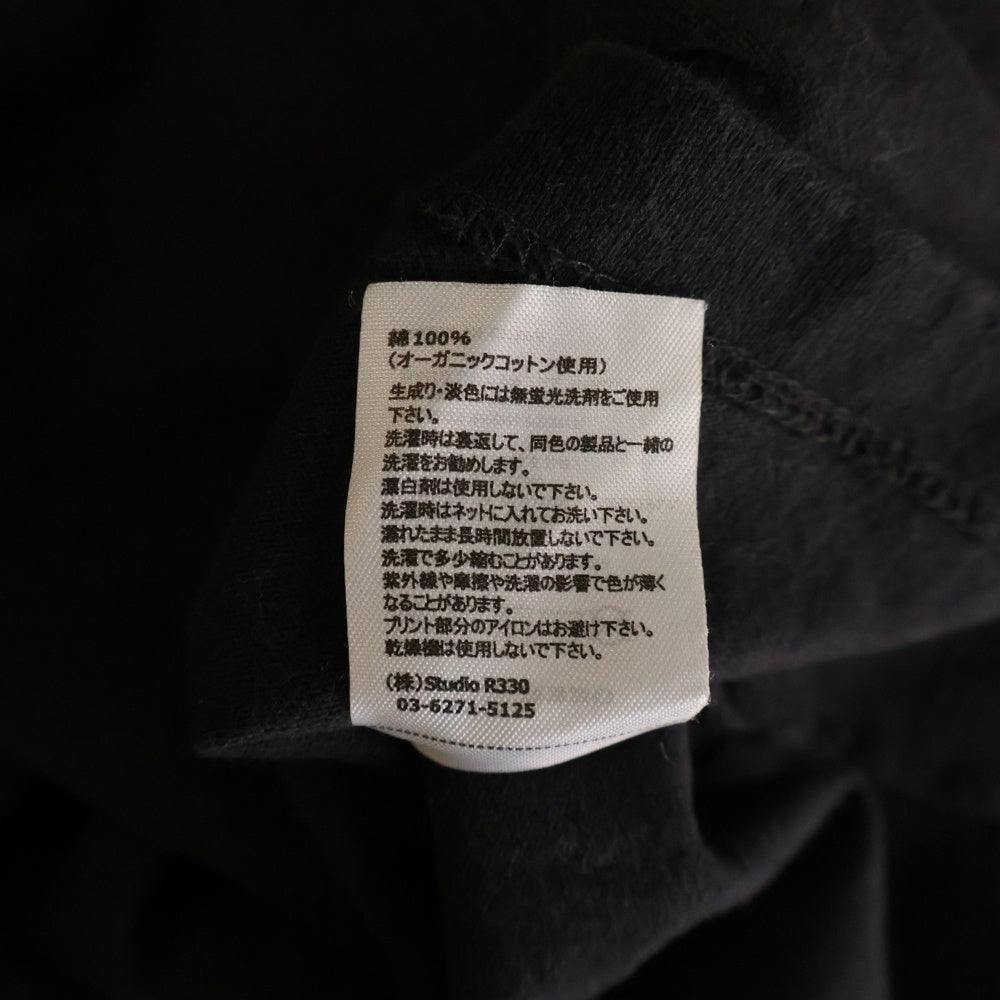 STUDIO R330(ステュディオ アール スリーサーティー) ロゴ刺繍 ロングスリーブカットソー 長袖Tシャツ ブラック