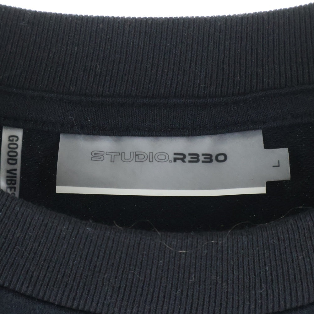 NO BRAND(ノーブランド) STUDIO R330(ステュディオ アール スリーサーティー)フォトプリント クルーネック半袖Tシャツ ブラック