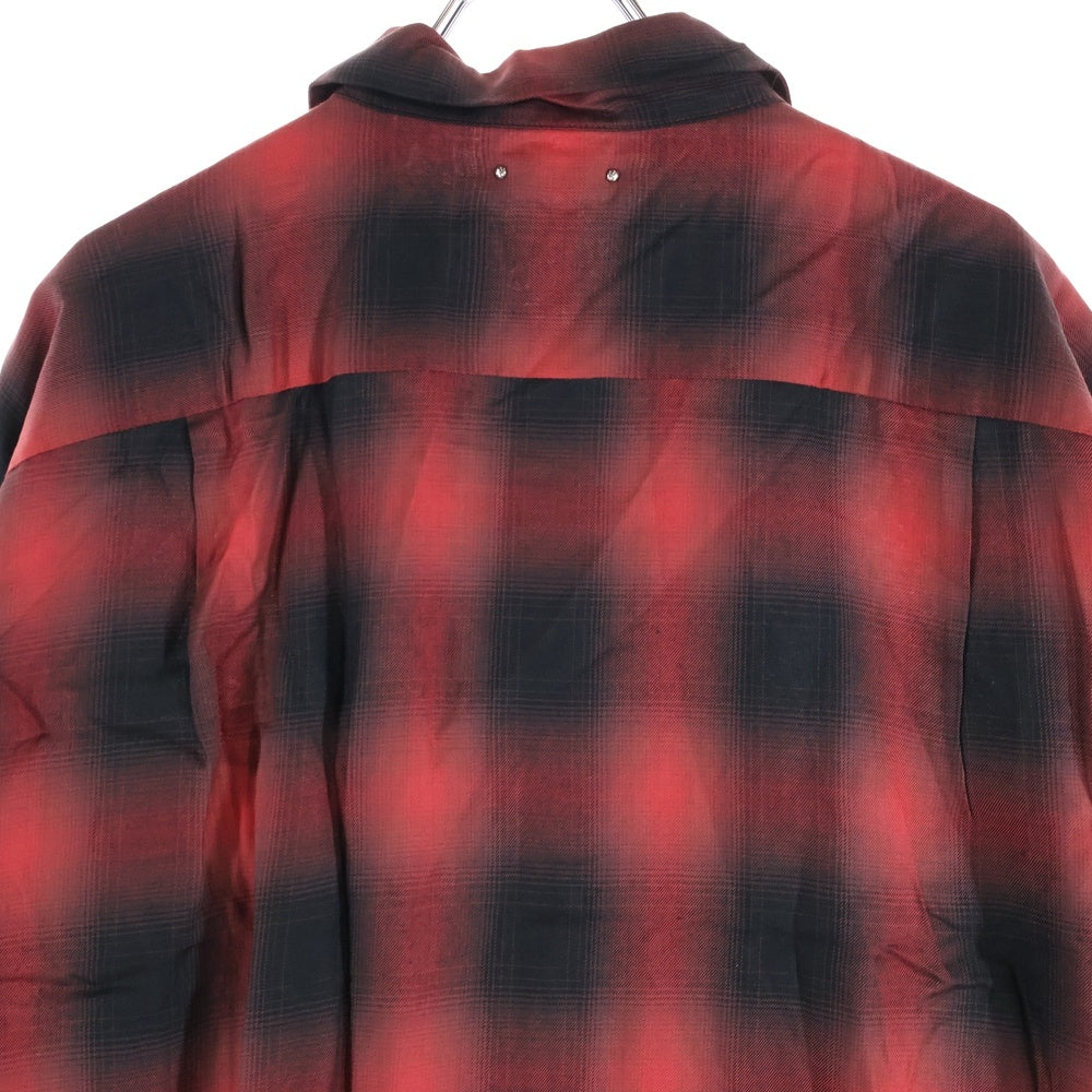 MINEDENIM(マインデニム) Rayon Ombre Check Loose Work SH レーヨン オンブレ チェック ルーズ ワーク シャツ レッド MND-TSK001-17-022