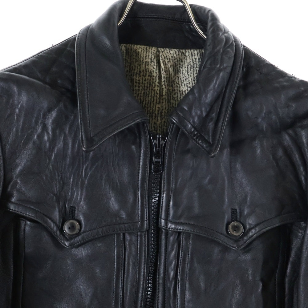 NUMBER (N)INE(ナンバーナイン) 07AW LOVE GOD MURDER期 ジップアップ ラムレザー ジャケット ブルゾン ブラック