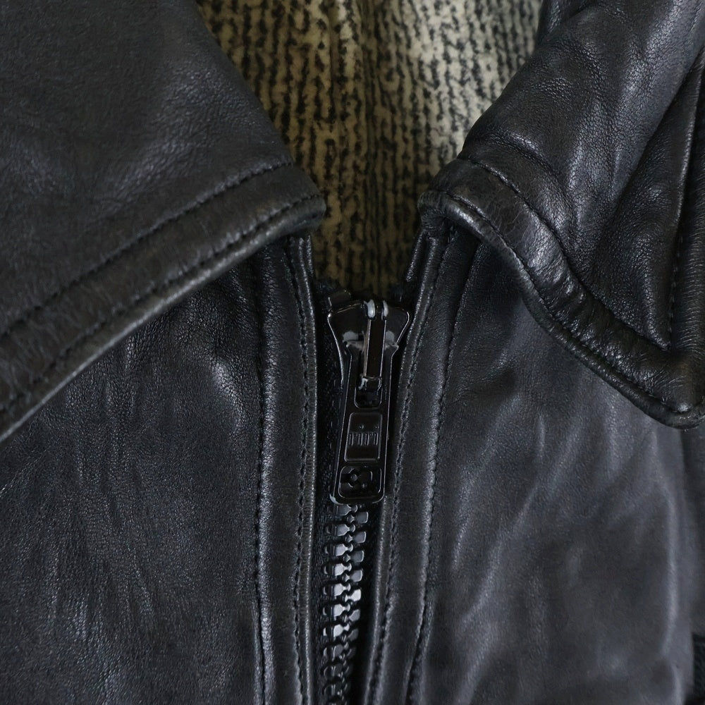 NUMBER (N)INE(ナンバーナイン) 07AW LOVE GOD MURDER期 ジップアップ ラムレザー ジャケット ブルゾン ブラック