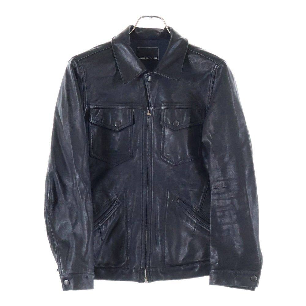 NUMBER (N)INE(ナンバーナイン) ジップアップ ラムレザー ジャケット ブルゾン ブラック