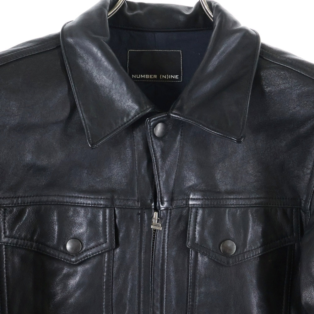 NUMBER (N)INE(ナンバーナイン) ジップアップ ラムレザー ジャケット ブルゾン ブラック