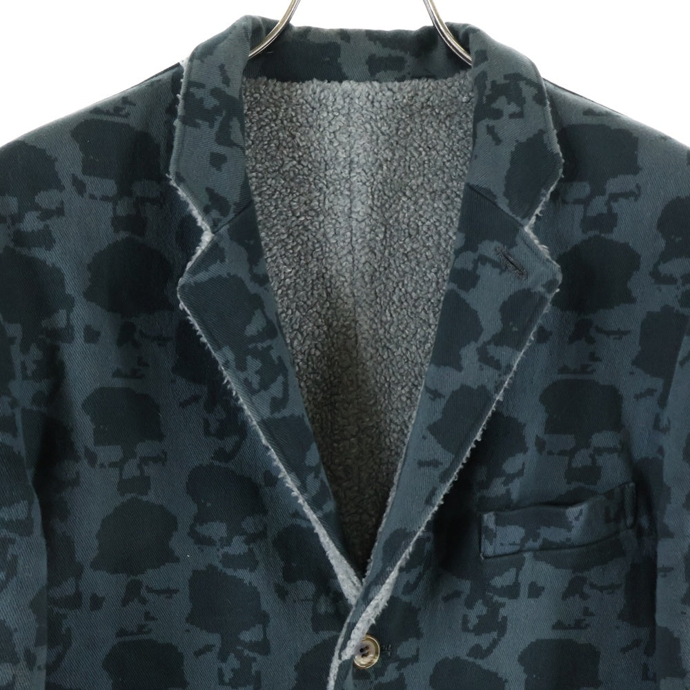 UNDERCOVER(アンダーカバー) 01AW D.A.V.F期 宝飾期 スカル総柄 リバーシブルジャケット ネイビー/グレー