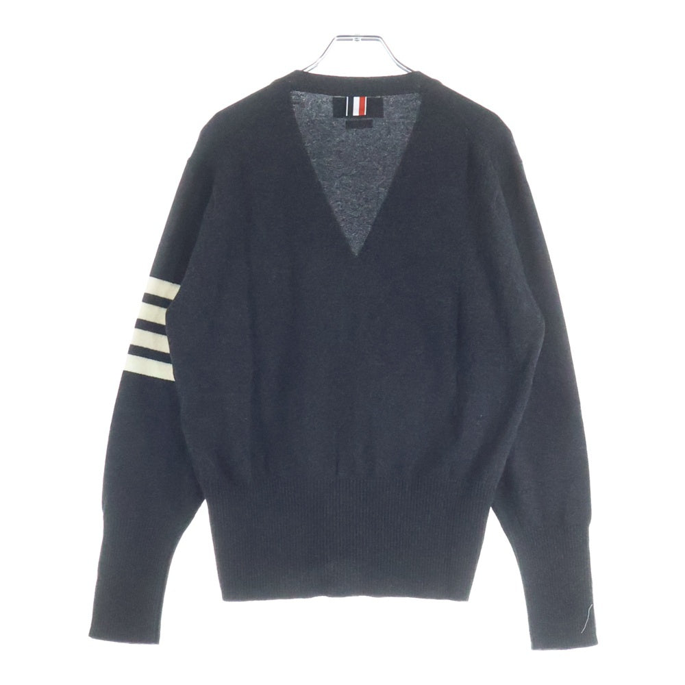THOM BROWNE(トムブラウン) クラシック カシミヤ 4BAR Vネック カーディガン グレー
