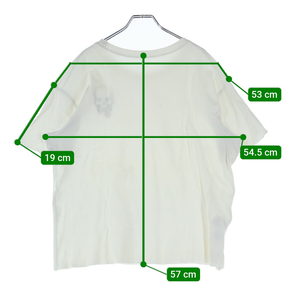 lucien pellat-finet(ルシアンペラフィネ) ベロ スカル ラインストーン カットオフ 半袖Tシャツ カットソー ホワイト