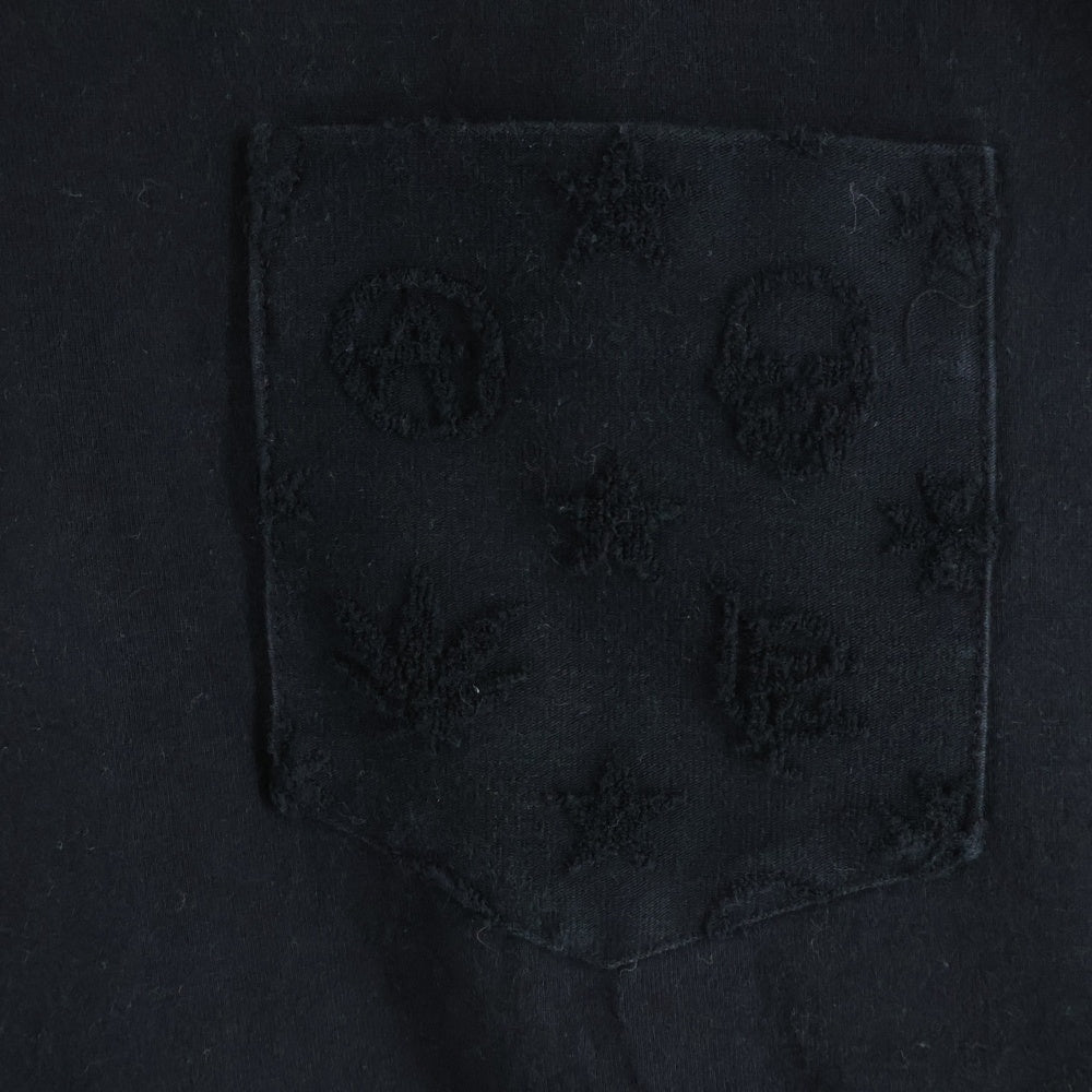 lucien pellat-finet(ルシアンペラフィネ) スカル モノグラム クルーネック半袖Tシャツ カットソー ブラック