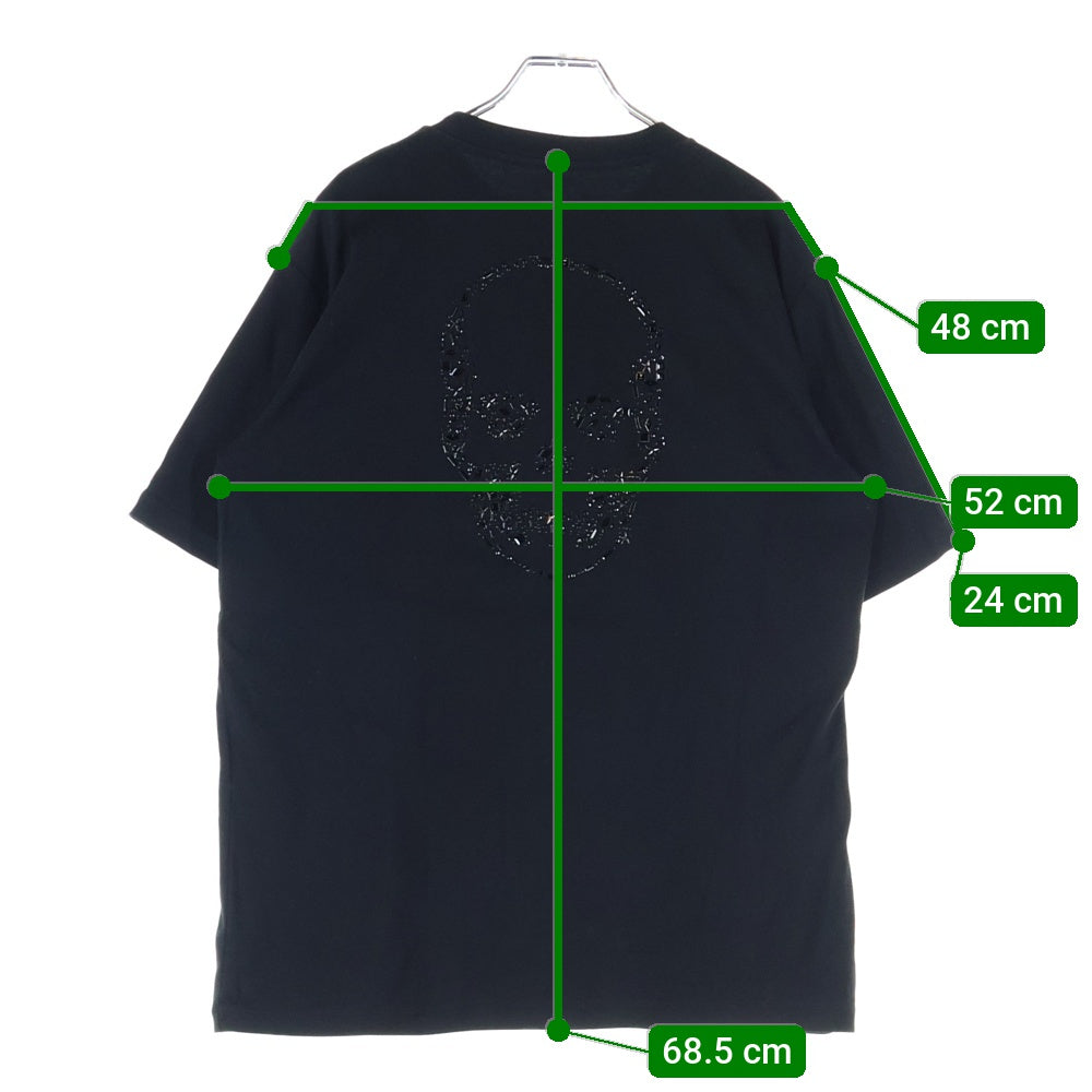 lucien pellat-finet(ルシアンペラフィネ) バックスカルビーズ クルーネック半袖Tシャツ カットソー ブラック