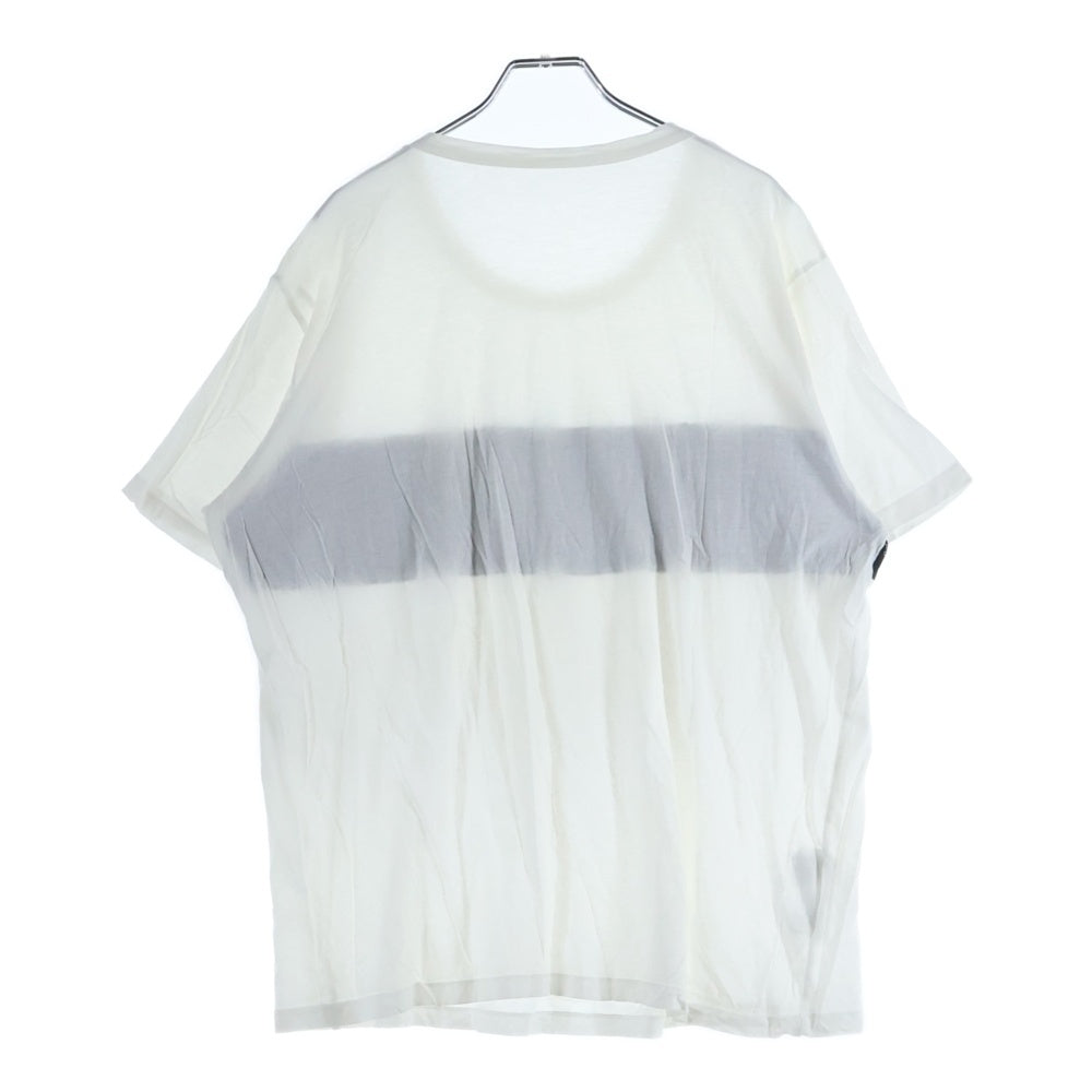 lucien pellat-finet(ルシアンペラフィネ) ラインスカルプリント クルーネック半袖Tシャツ カットソー ホワイト