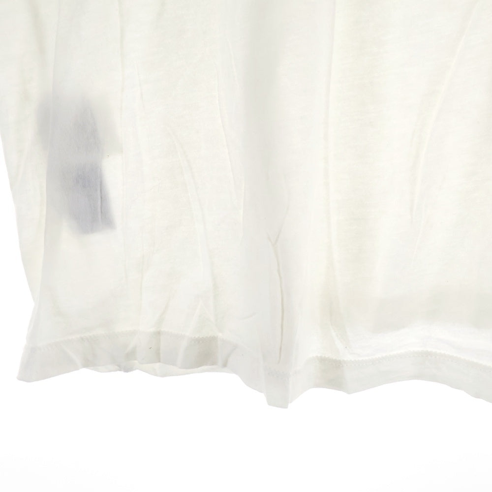 lucien pellat-finet(ルシアンペラフィネ) ラインスカルプリント クルーネック半袖Tシャツ カットソー ホワイト