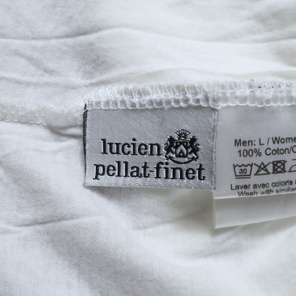 lucien pellat-finet(ルシアンペラフィネ) ラインスカルプリント クルーネック半袖Tシャツ カットソー ホワイト