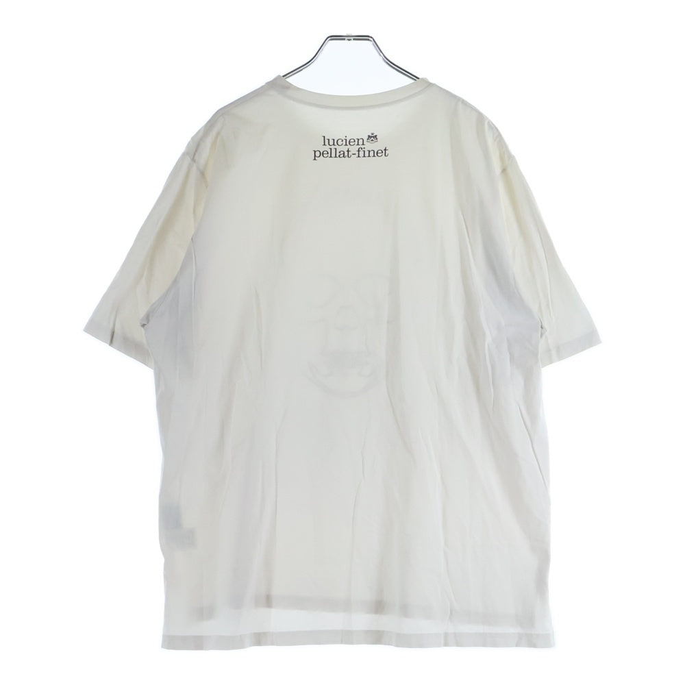 lucien pellat-finet(ルシアンペラフィネ) ラインストーン スカル クルーネック半袖Tシャツ カットソー ホワイト