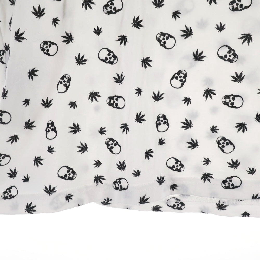 lucien pellat-finet(ルシアンペラフィネ) スカル 総柄 クルーネック半袖Tシャツ カットソー ホワイト