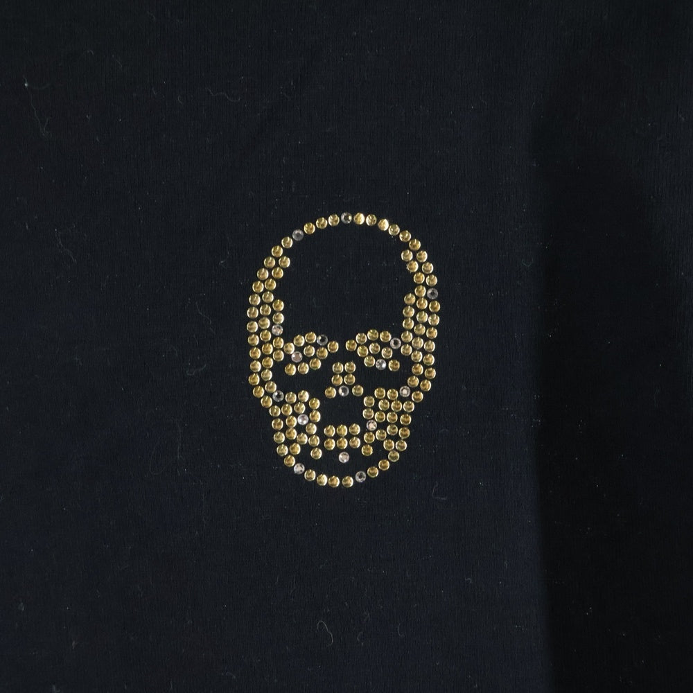 lucien pellat-finet(ルシアンペラフィネ) ラインストーン ビーズ スカル カットオフ 半袖Tシャツ カットソー ブラック