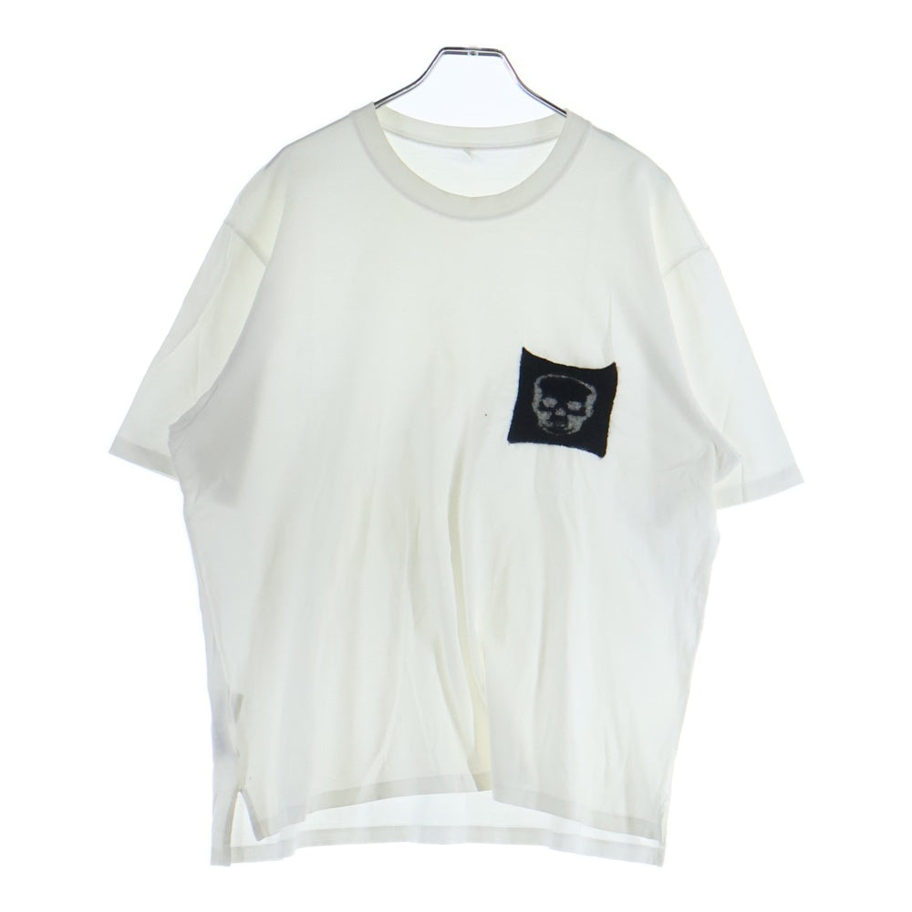 lucien pellat-finet(ルシアンペラフィネ) ポケット スカル クルーネック半袖Tシャツ カットソー ホワイト