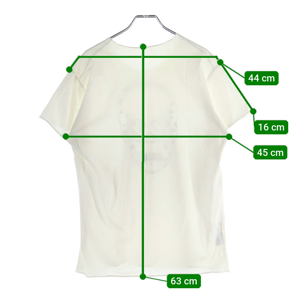 lucien pellat-finet(ルシアンペラフィネ) スカルプリント クルーネック半袖Tシャツ カットソー ホワイト