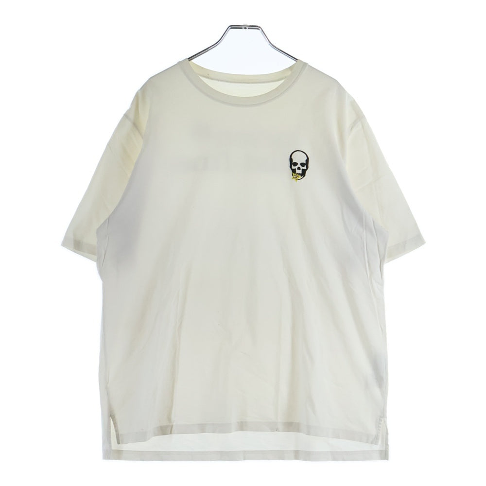 lucien pellat-finet(ルシアンペラフィネ) スカル刺繍 スターラインストーン クルーネック半袖Tシャツ カットソー ホワイト