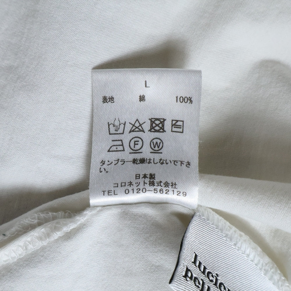 lucien pellat-finet(ルシアンペラフィネ) スカル刺繍 スターラインストーン クルーネック半袖Tシャツ カットソー ホワイト