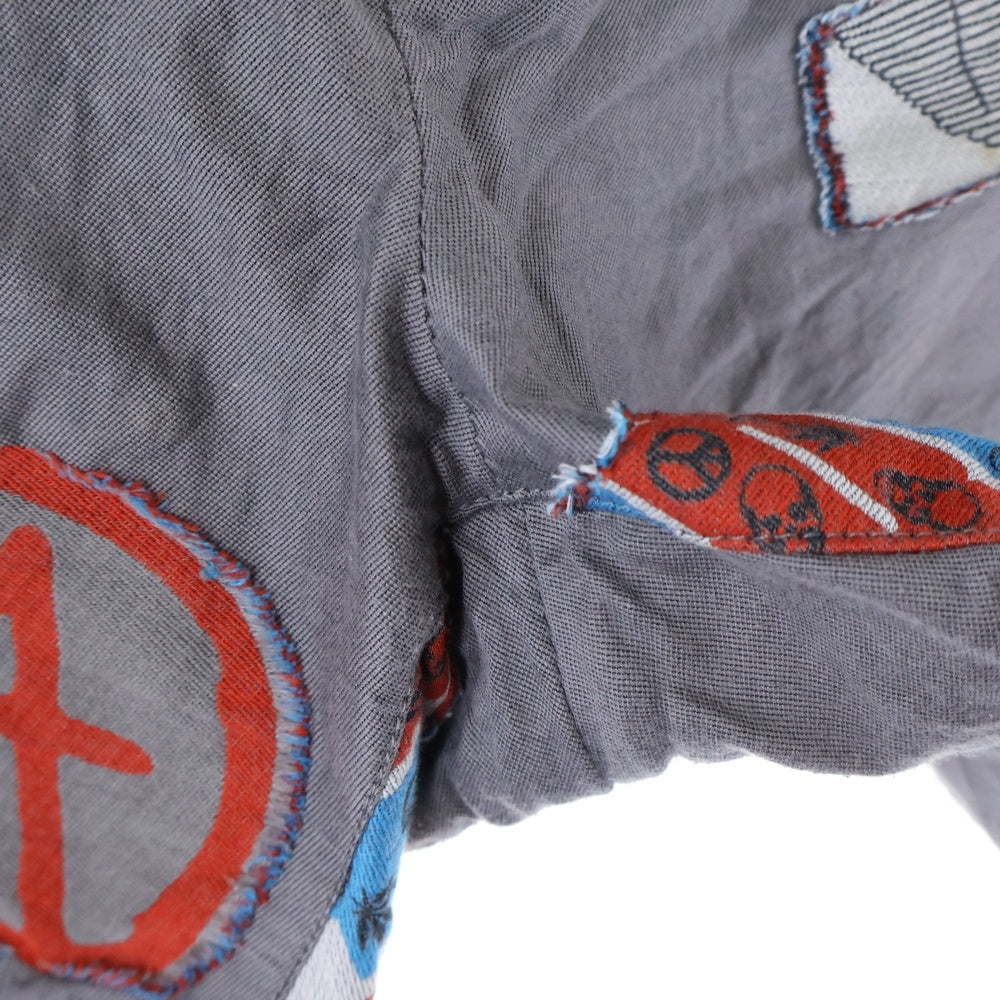 lucien pellat-finet(ルシアンペラフィネ) スカル刺繍 ジップフライハーフパンツ グレー