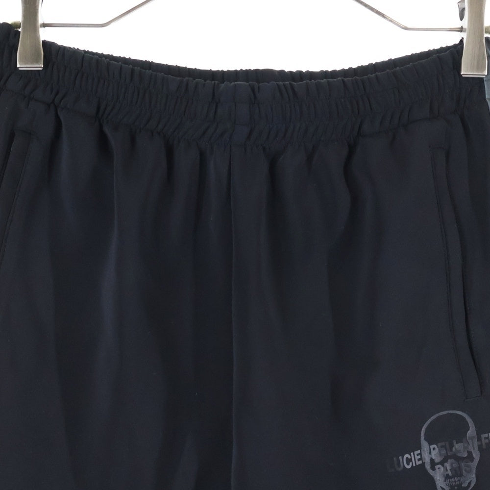 lucien pellat-finet(ルシアンペラフィネ) サイドロゴ スカル ハーフトラックパンツ ブラック