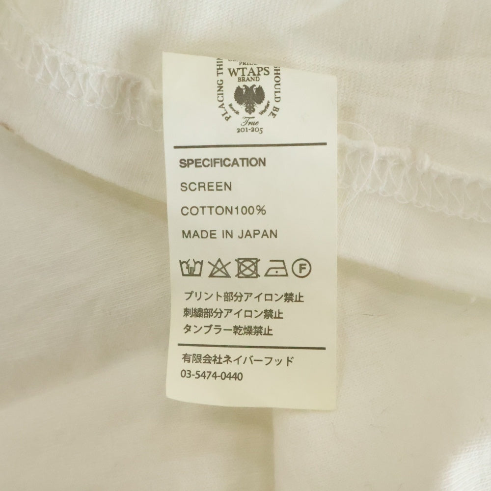 WTAPS(ダブルタップス) V-UPARMORED フロントプリント クルーネック半袖Tシャツ ホワイト