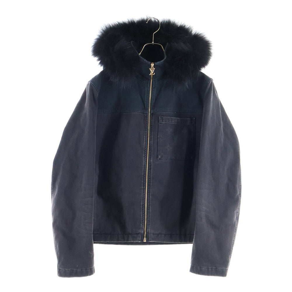 LOUIS VUITTON(ルイヴィトン) 24SS モノグラム デニム ラクーンファー フーデッド 中綿 ジップアップ ジャケット ブラック RM241M CCU HQA05W