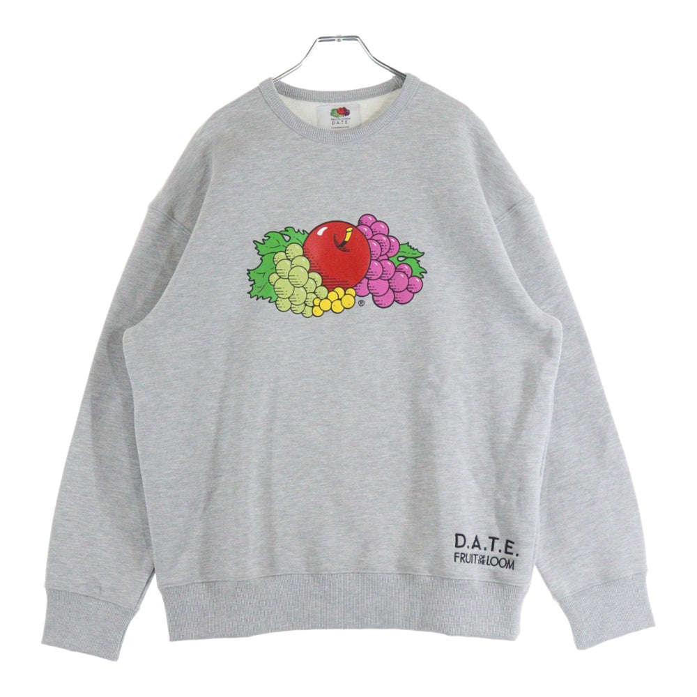 FRUIT OF THE LOOM(フルーツオブザルーム) ×D.A.T.E. デイト ロゴプリント クルーネックスウェットトレーナー グレー