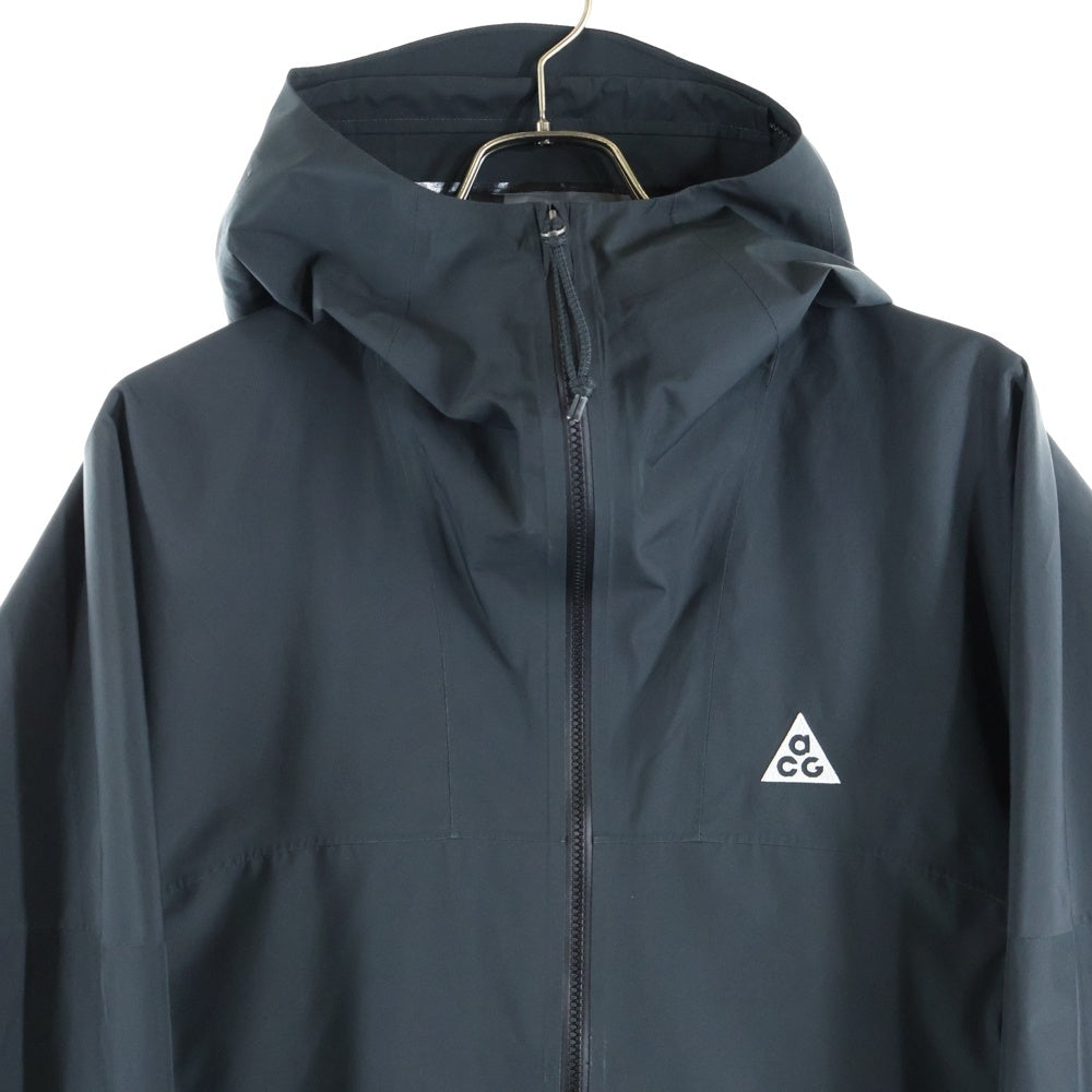 NIKE ACG(ナイキエーシージー) AS M ACG SF CASCADE RNS JKT FZ OFF NOIR DR5265-045 ロゴ刺繍 フルジップアップ フーデッドジャケット ブラック