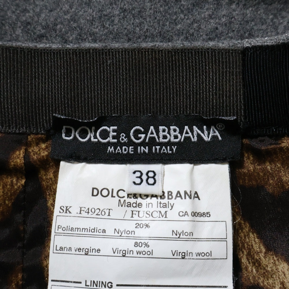 DOLCE & GABBANA(ドルチェアンドガッバーナ) ウール 裏地レオパードスカート レディース グレー