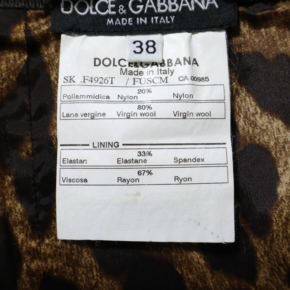 DOLCE & GABBANA(ドルチェアンドガッバーナ) ウール 裏地レオパードスカート レディース グレー