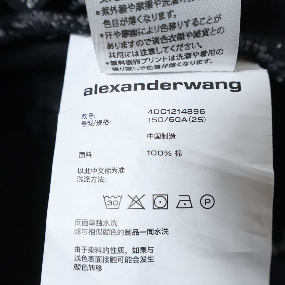 ALEXANDER WANG(アレキサンダーワン) BITE high rise 4DC1214896 ロゴプリント フレイド ショートデニムパンツ ブラック レディース